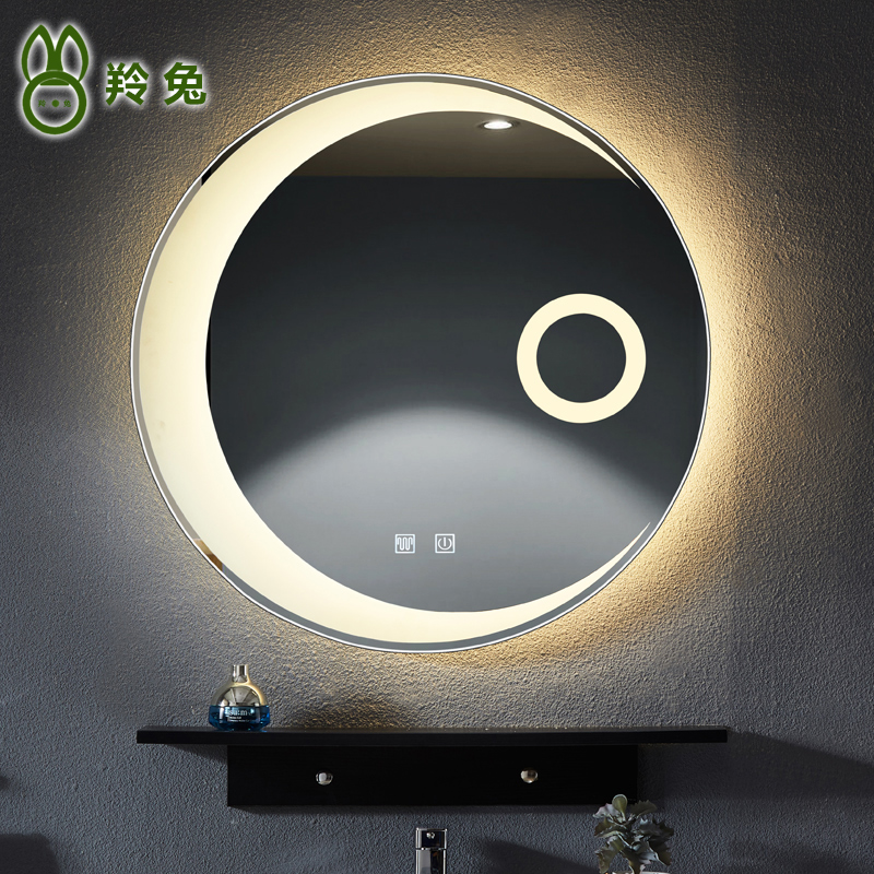 月亮LED圆形浴室镜卫生间发光镜灯镜厕所卫浴镜酒店智能防雾镜子