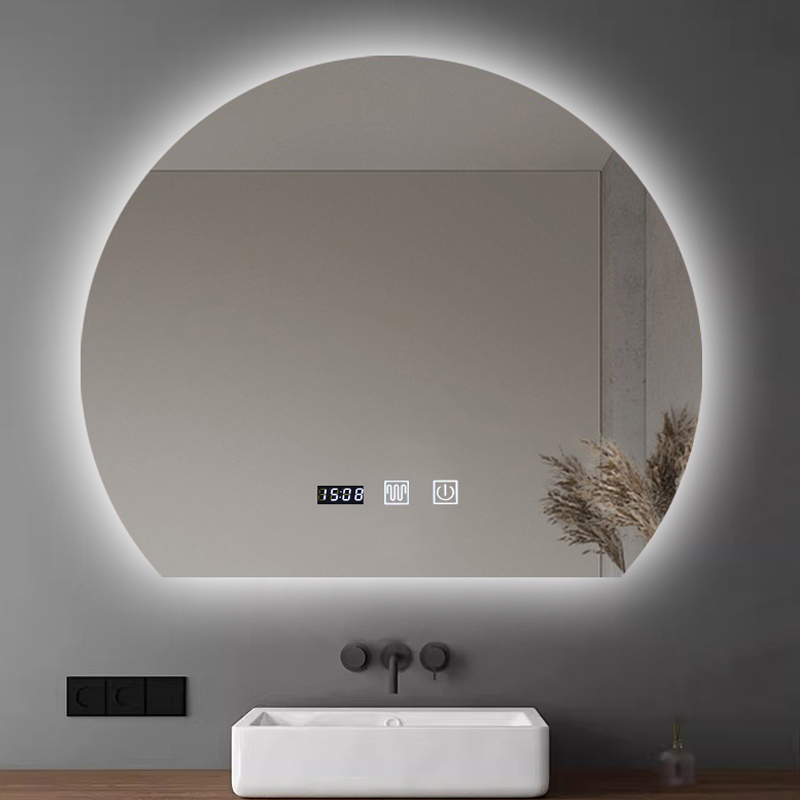 下切圆形LED浴室镜卫生间发光镜灯镜厕所卫浴镜酒店智能防雾镜子