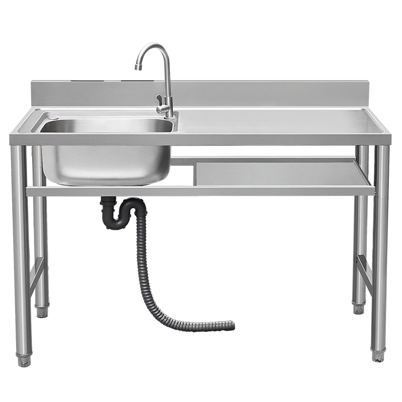 厨房不锈钢水槽洗菜池洗碗盆台面一体成型单槽双槽带支架平台家用
