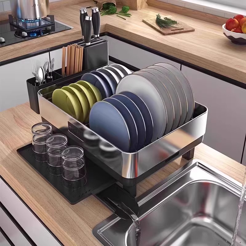 不锈钢碗碟沥水架台面碗筷餐具滤水架碗盘收纳盒厨房置物架水槽架