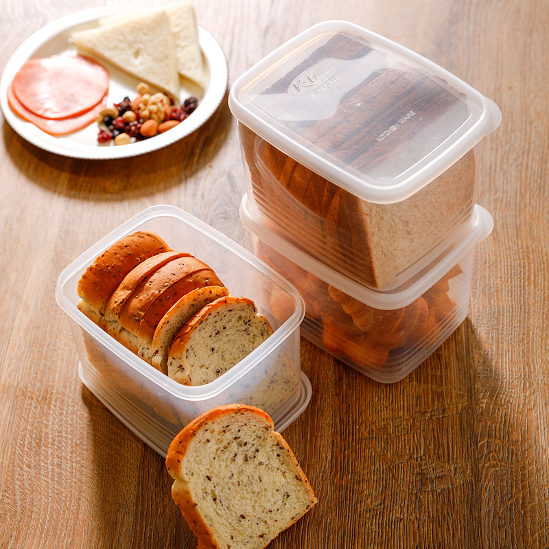 日本进口面包存放收纳盒吐司冷冻冰箱保鲜盒食品级密封烘焙储存盒