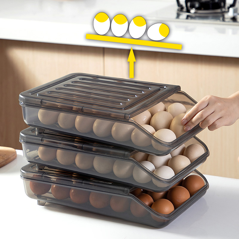 鸡蛋收纳盒冰箱用自动滚蛋装蛋神器厨房抽屉式食品级保鲜鸡蛋盒架