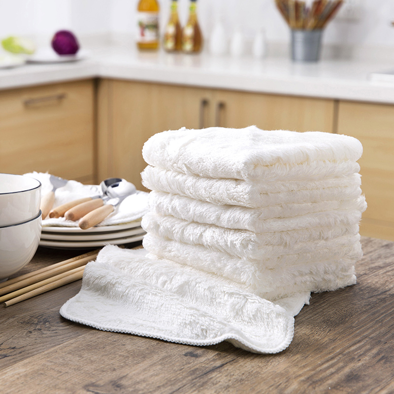 居家家本白加厚吸水抹布清洁布厨房用品洗碗巾擦碗毛巾去油洗碗布