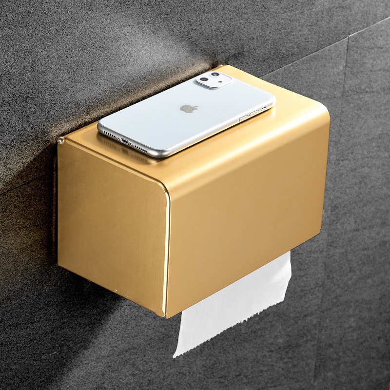 太空铝金色厕所手纸盒土豪金卷纸盒防水厕纸盒纸巾架卫生间抽纸盒