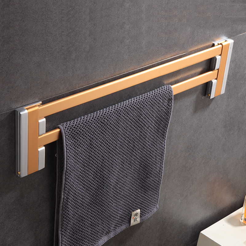 太空铝隐形毛巾架折叠浴巾架壁挂浴室置物架卫生间卫浴套装免打孔
