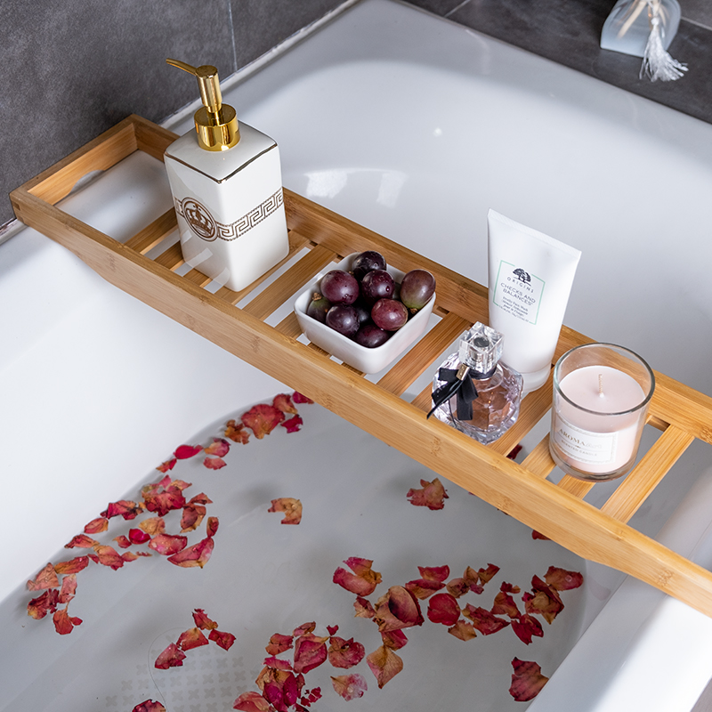 浴室置物架欧式楠竹简易浴缸架木桶泡澡神器支架卫生间沥水浴缸板