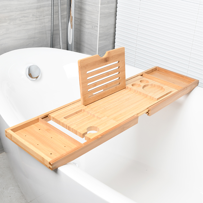缸泡澡浴欧式伸缩置物架手机网红浴室浴缸木桶轻奢防滑竹架置物板