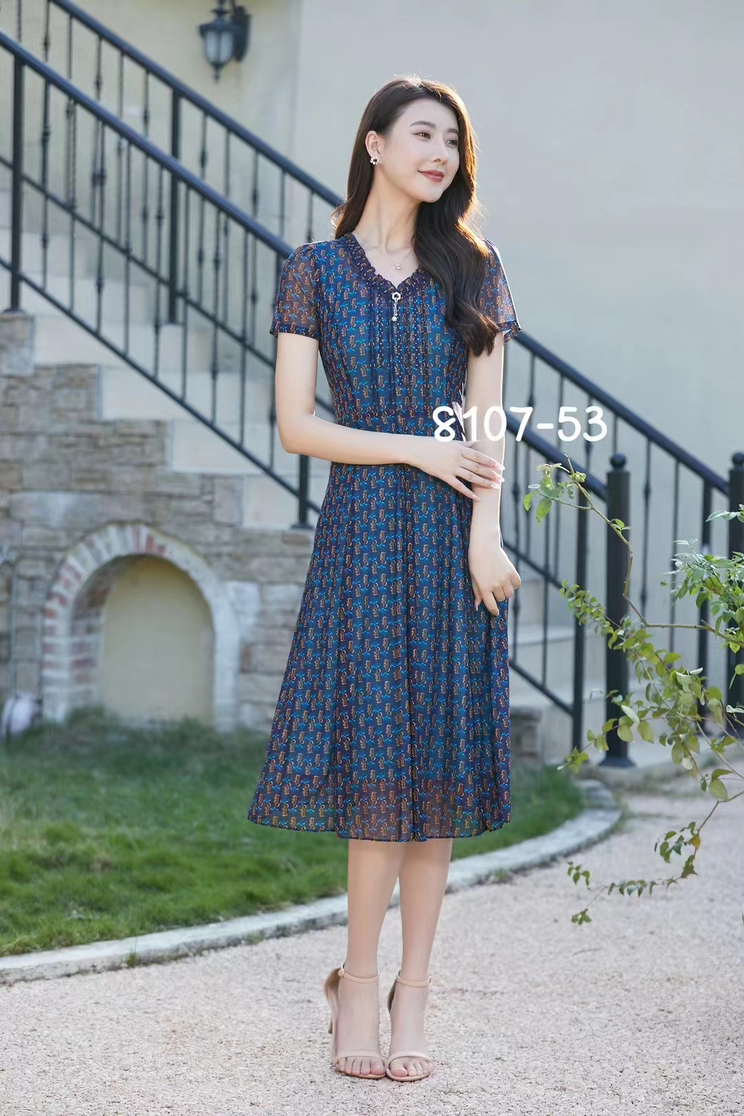 隆穈丝8107台湾夏季连衣裙长袖2024年新款隆糜丝凯永女装显瘦气质