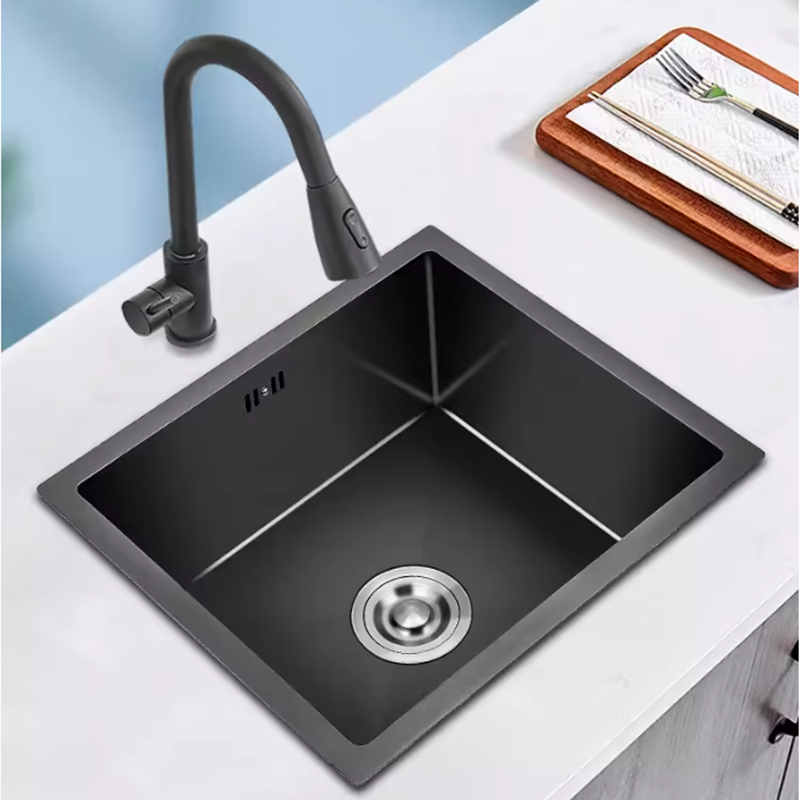 纳米黑不锈钢拉丝方形水槽厨房吧台岛台阳台水池小号方盆洗菜盆