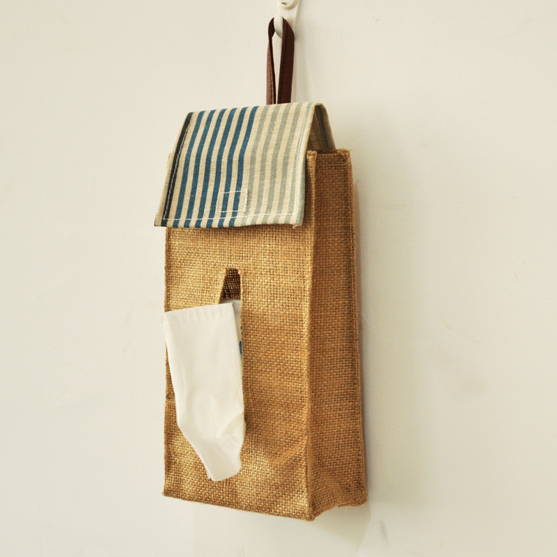 黄麻布艺纸巾盒卫生间厨房防水纸巾套卧室厕所可悬挂式棉麻纸巾抽