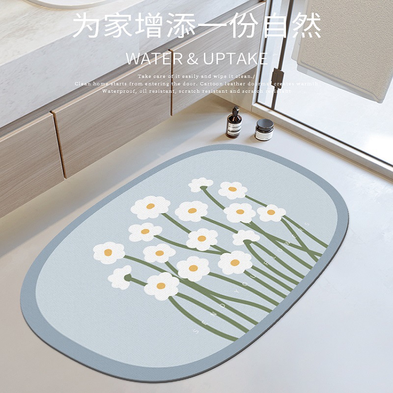 硅藻泥浴室地垫吸水垫地毯卫浴脚垫卫生间厕所门口家用浴缸防滑垫