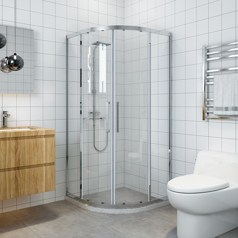 西安新款淋整体浴室干湿分离隔断家用玻璃门卫生间弧扇形沐浴房