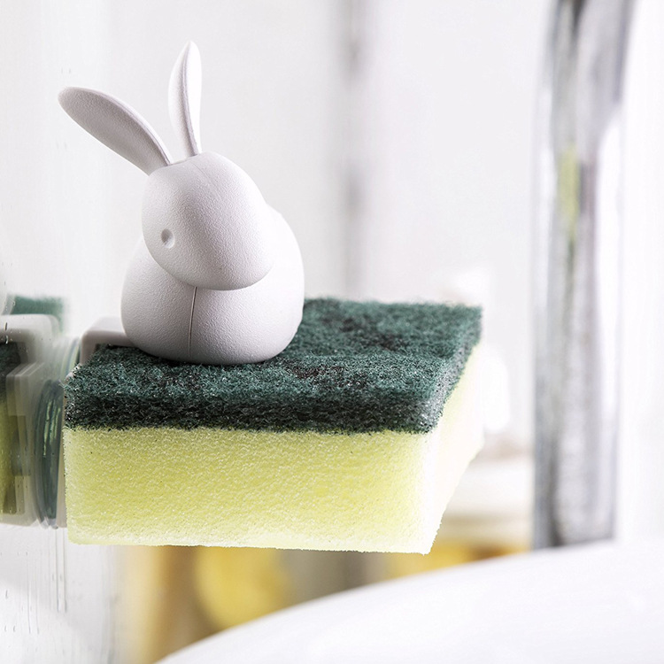 兔子浴缸泡澡清洁球置物架钢丝球抹布海绵擦收纳厨房水槽刷PELEG