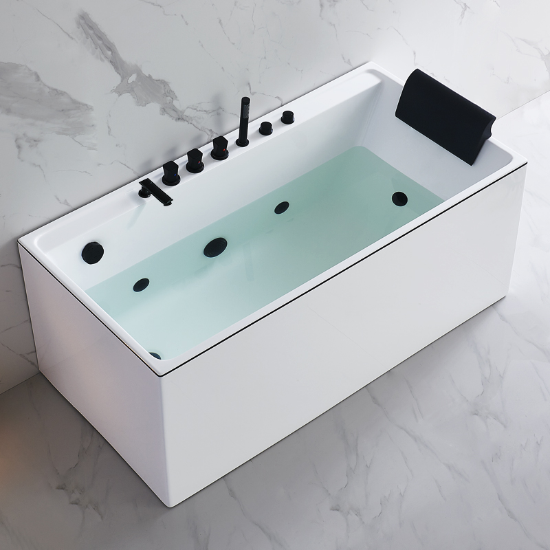 家用卫生间亚克力小户型方形浴缸薄边独立式日式深泡酒店浴盆按摩
