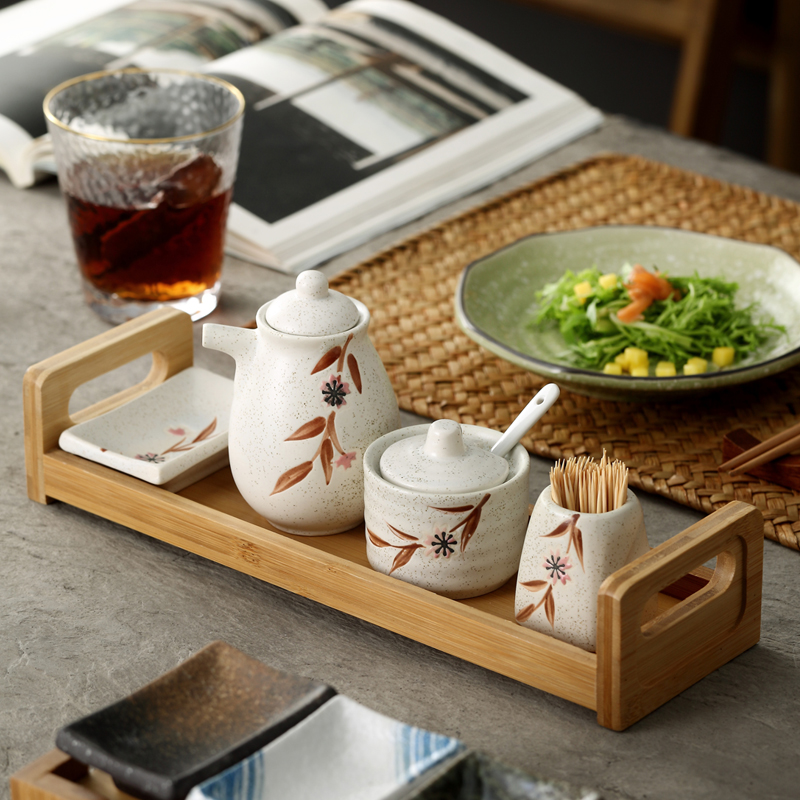 日式陶瓷调味罐创意餐具寿司酱油壶碟子牙签罐套装组合厨房小味具