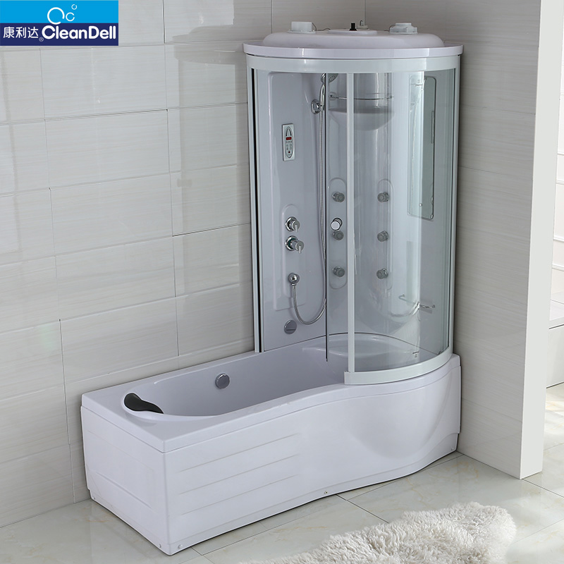 康利达整体淋浴房浴室L型玻璃隔断一体式家用卫生间带浴缸沐浴房