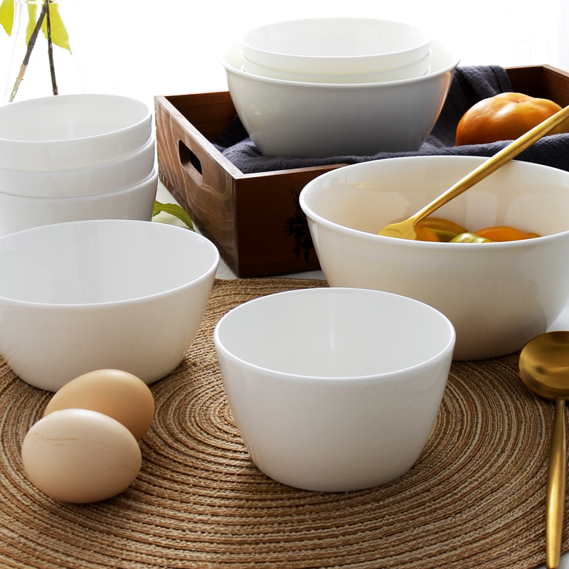 唐山白色骨质瓷碗日式和风东洋碗深碗面碗米饭碗小碗微波陶瓷餐具