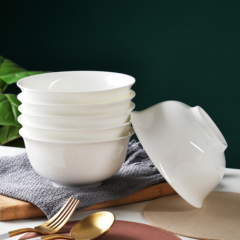 唐山4.5/5英寸金钟骨瓷碗家用5.5寸碗中式饭碗陶瓷小碗面碗汤碗