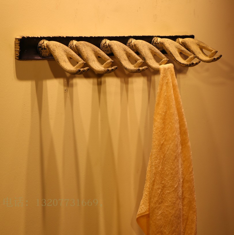 中式仿古禅意家居装饰品复古工艺品卫浴用品佛手毛巾架纤