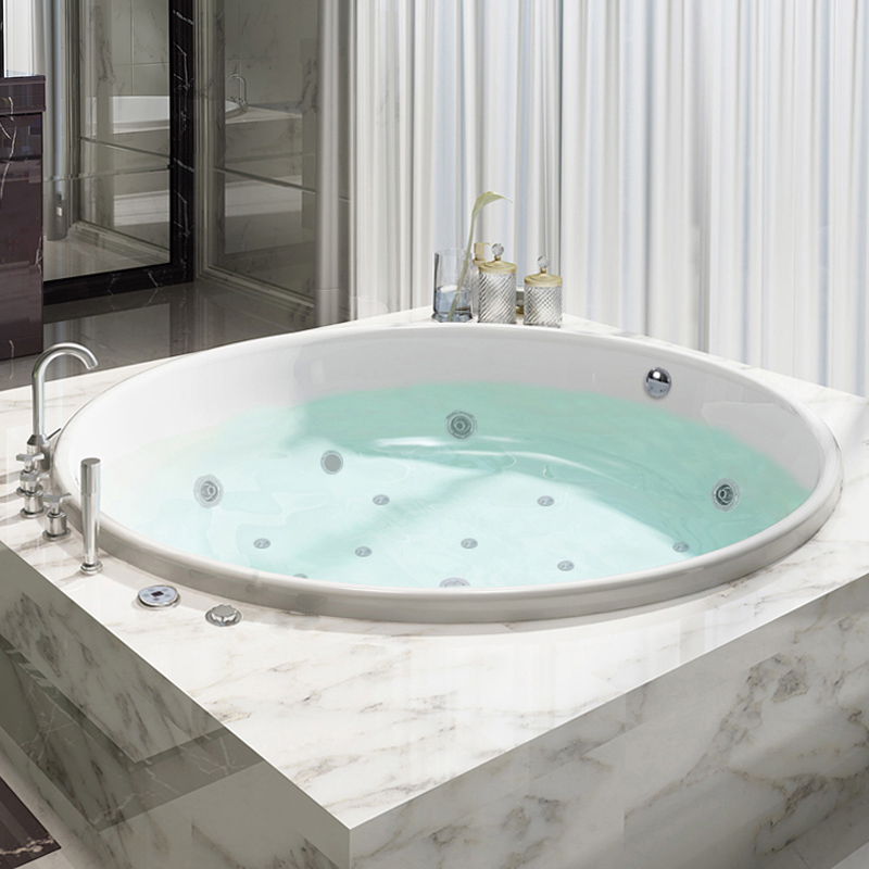 沃特玛嵌入式亚克力大浴缸家用成人圆形双人情侣冲浪按摩浴池恒温