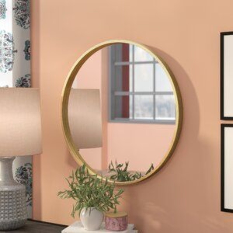 装饰镜玄关镜化妆镜黄铜北欧宜家极简卫浴轻奢美式卫生间镜子镜框
