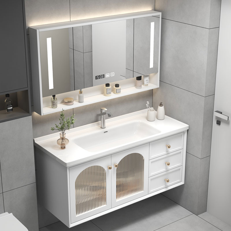 法式浴室柜组合陶瓷一体盆现代简约卫生间实木洗手盆洗漱台洗脸盆