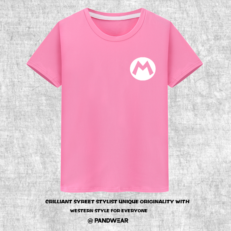 攀威任天堂游戏超级玛丽 马里奥M标志短袖T恤全棉夏装圆领大码