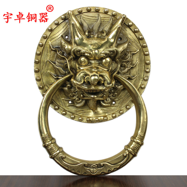 宇卓铜器铜龙头门环摆件仿古门环 工艺品挂件 纯铜门环黄铜门环