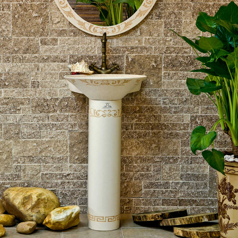 Meaka/茗嘉 卫生间洁具艺术小型立柱洗手盆阳台洗面盆欧式一体盆