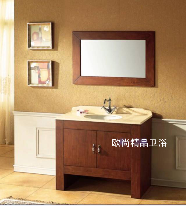 速发美式橡木浴室柜组合实木浴柜洗脸盆柜组合洗手盆柜组合 TX807