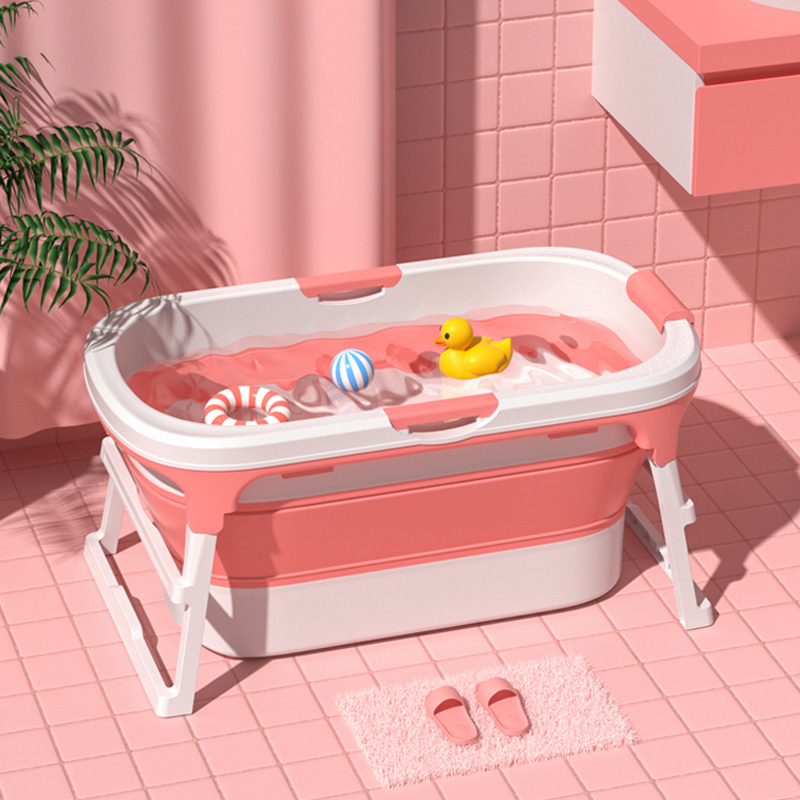新生婴儿a洗澡浴盆宝宝可坐躺大号折叠儿童游泳桶小孩沐浴缸家用