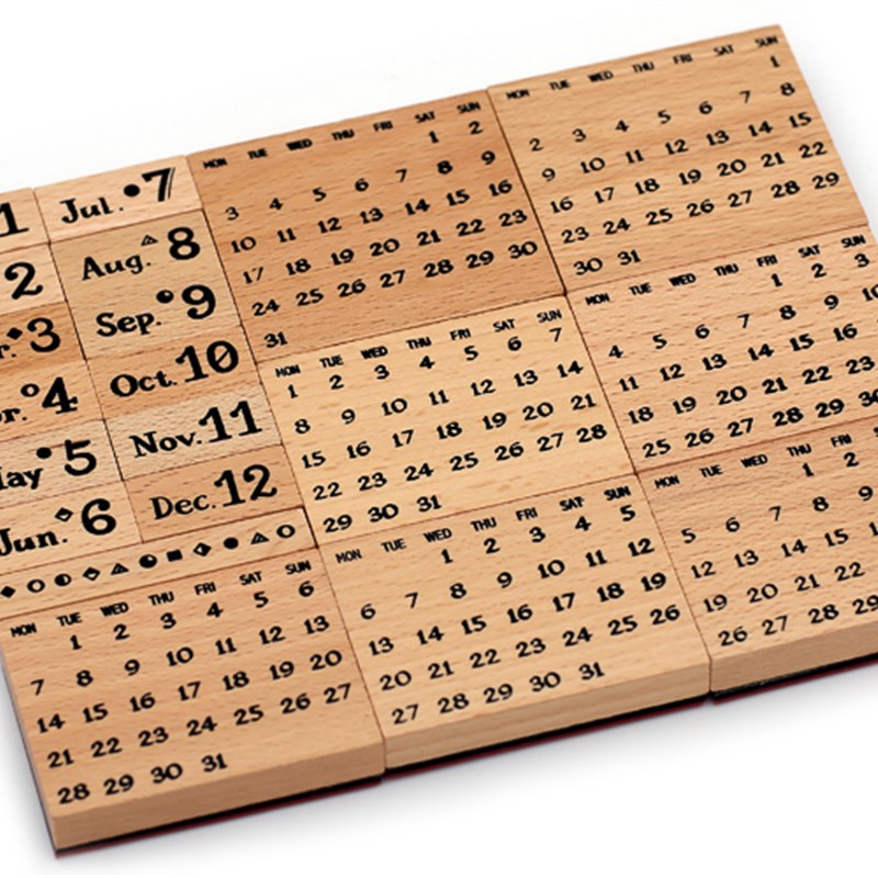 手帐木质印章万年历日付月历复古C日期记录手账日记装饰学生用印