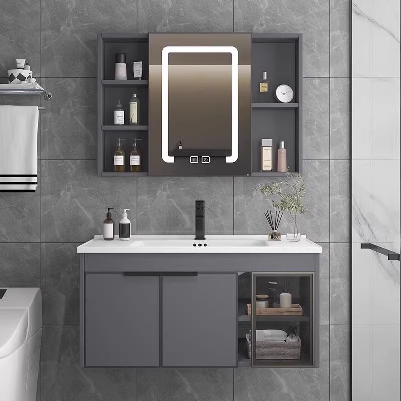 新品化妆室洗脸盆柜组合太空铝小户型浴室柜一体陶瓷洗手盆家用洗