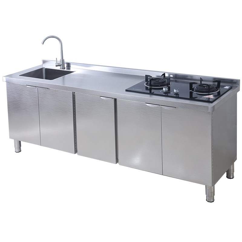整体厨房c不锈钢工作台面操作打荷储物柜商用家用灶台水槽定做304