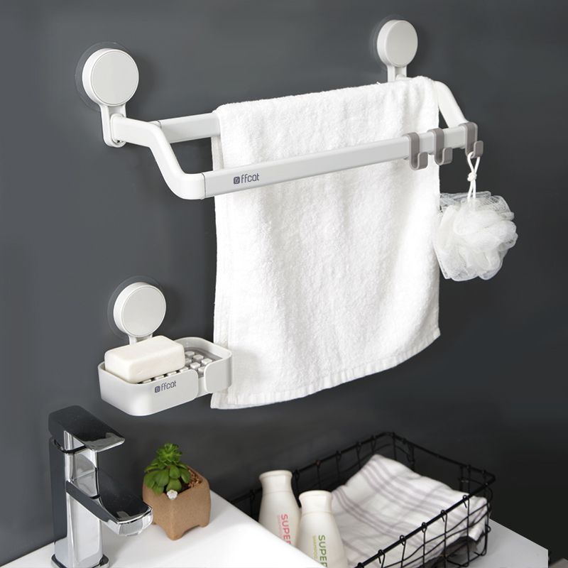 速发浴室卫生间毛巾架免打孔吸盘式凉挂钩置物杆的架子厕所挂抹布
