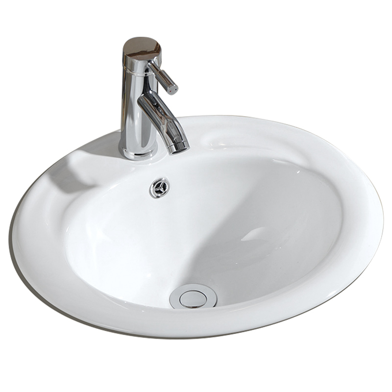 新品老式三孔面盆半嵌入式台中陶瓷洗手洗脸卫生间台盆台上二合一