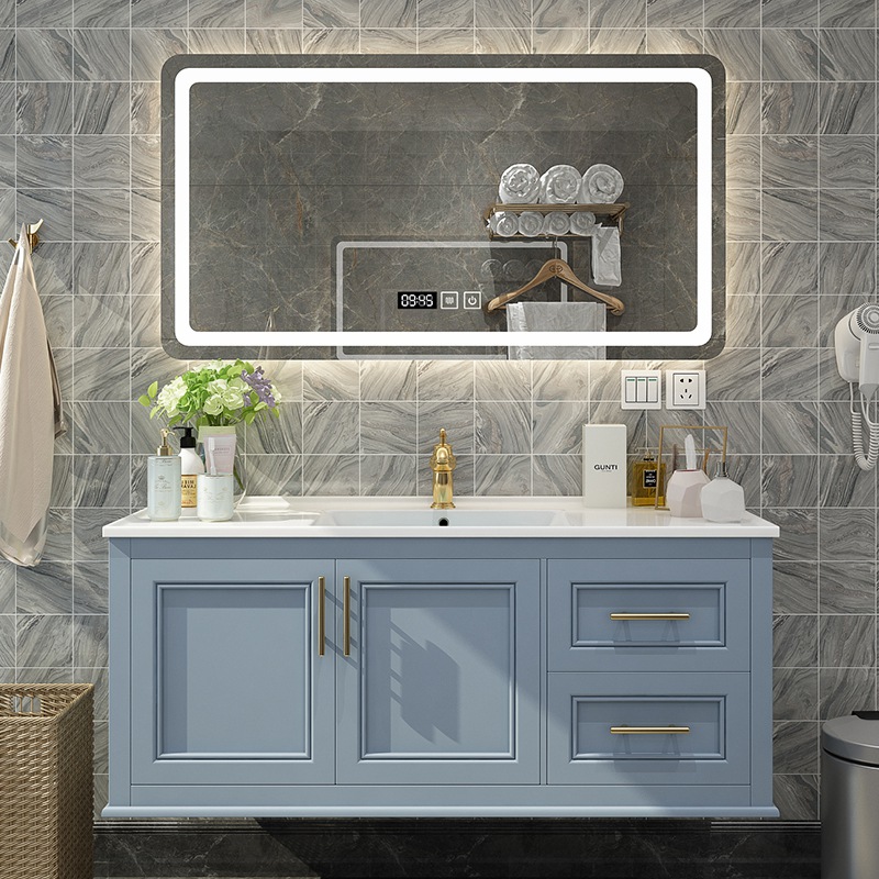 岩板浴室柜组合一体盆轻奢洗手洗脸盆现代简约洗漱台卫生间智能镜