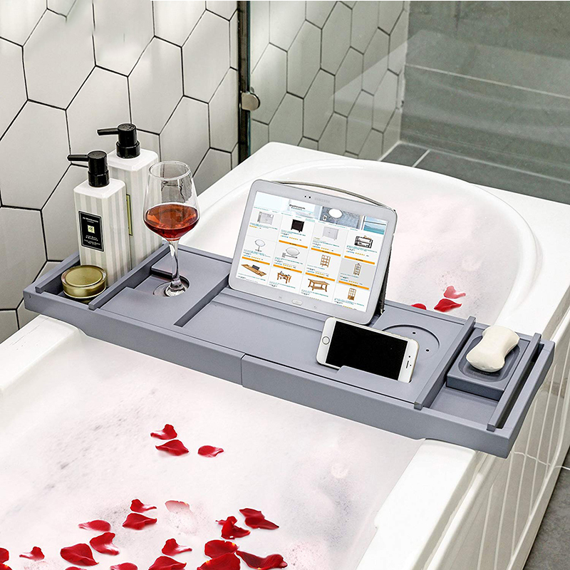 新品浴缸架轻奢欧式伸缩防滑浴缸置物架 ins浴桶手机ipad收纳泡澡