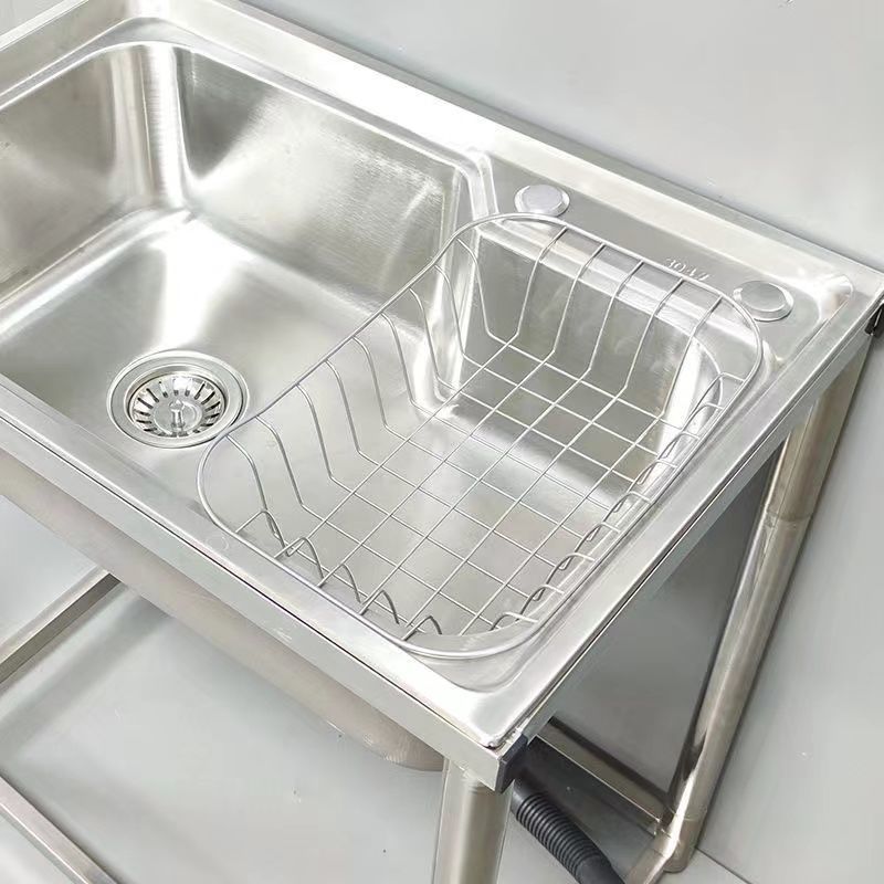 家用厨房洗碗盆不锈钢水槽大容量单水池卫生间带平台置物支架洗菜