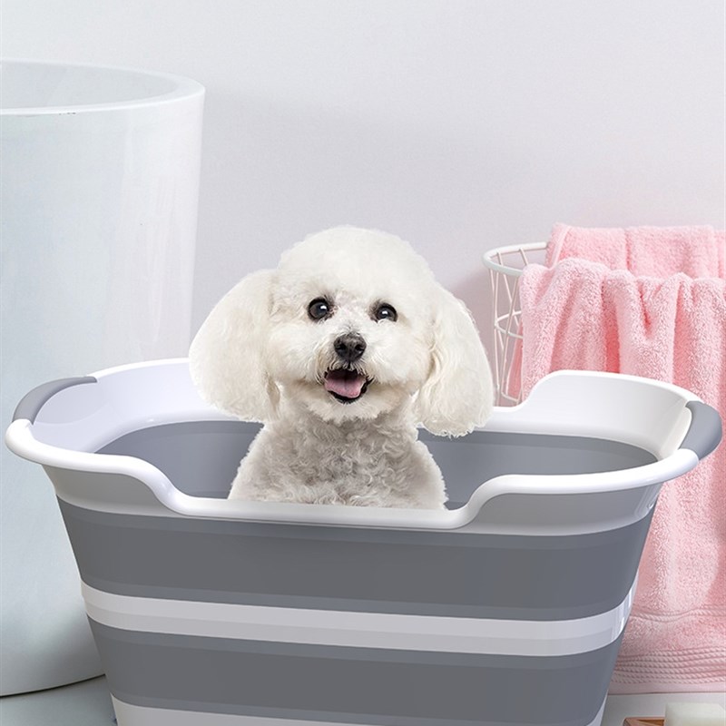小狗狗洗澡可排水摺叠宠物浴盆浴池猫咪多用途浴缸洗衣脏衣收纳篮