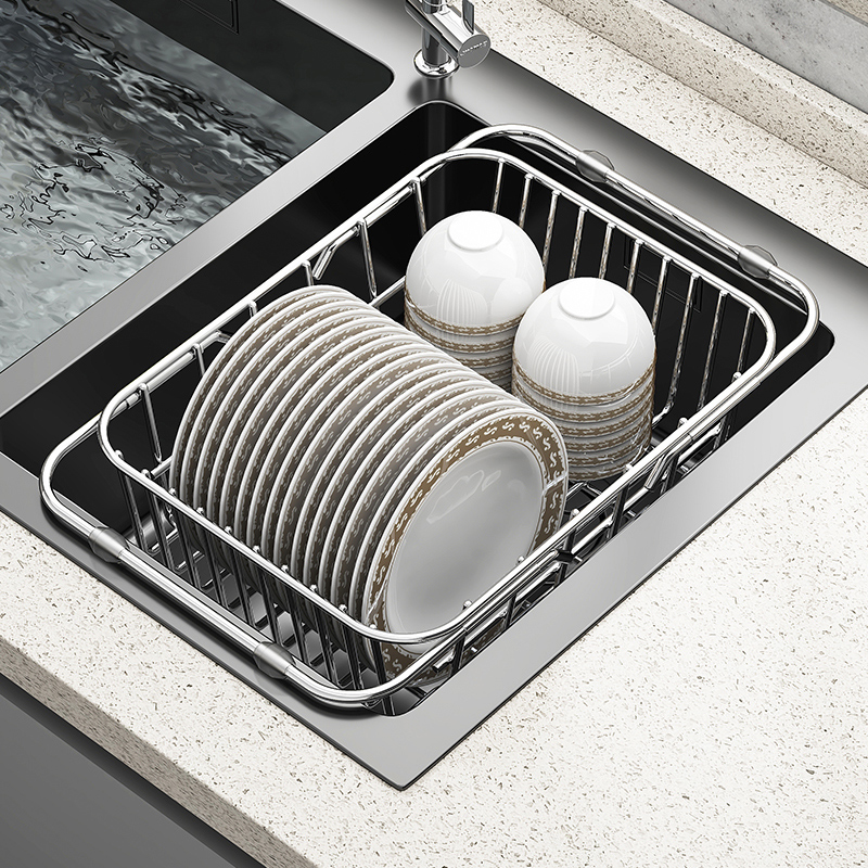 推荐水槽沥水篮厨房可伸缩沥水架洗不锈钢碗碟盘碗筷置物架收纳滤