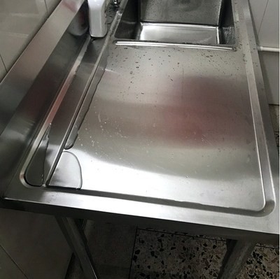 厨房不锈钢水槽一体集成台面盆加长洗手单池一体托U架工作台带平