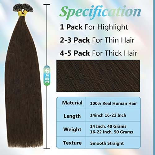 速发Full Shine U Tip Hair Extensions Human Hair Color 2 Dark