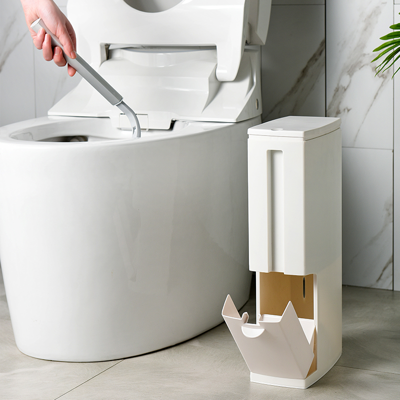 日式化妆室马桶刷一m体式垃圾桶家用夹缝置物架浴室长方形带盖子