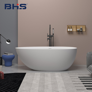 新品人造石浴缸椭圆型家用独立式浴缸一体成型S成人浴缸薄边浴