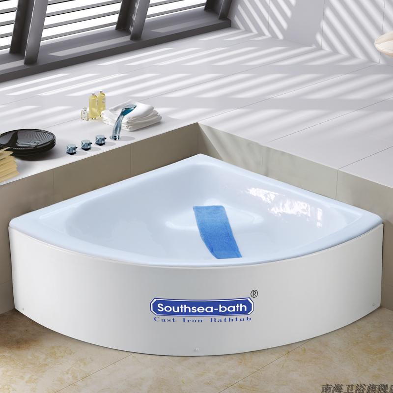 推荐包邮嵌入式铸铁浴缸三角缸1米1.1米1.2米三角形铸铁搪瓷泡澡