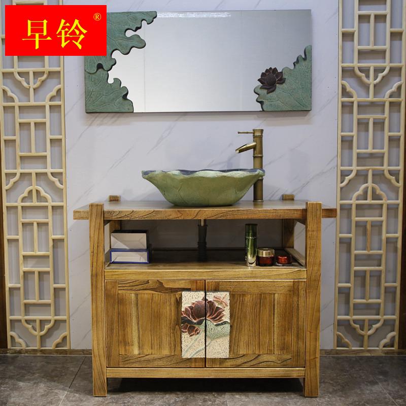 中式实木洗手柜卫浴台上盆个性艺术阳台卫生间洗手盆柜组合创意