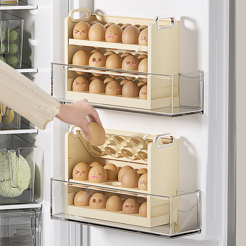 侧门鸡蛋收纳盒冰箱用食品级保鲜整理盒网红厨房专用翻转蛋托架