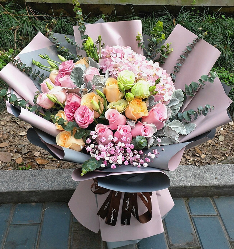 520杭州同城鲜花速递生日玫瑰花混搭花束送爱人长辈朋友