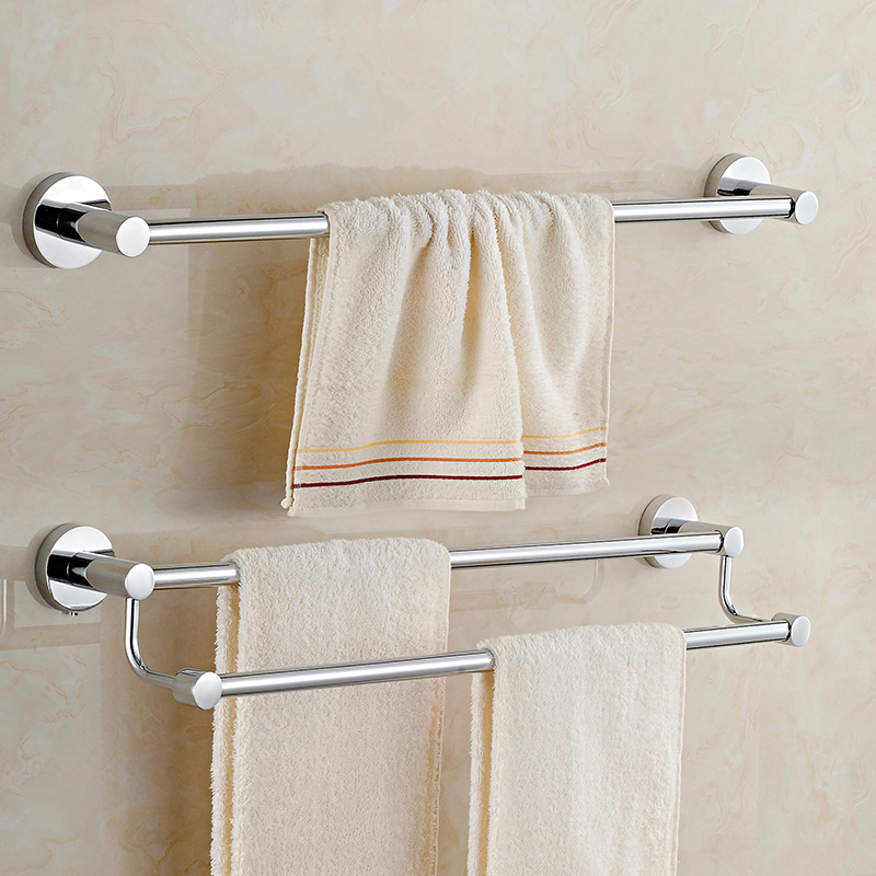 卫生间毛巾杆不锈钢毛巾架打孔单杆双杆浴室浴巾杆免钉挂毛巾架子
